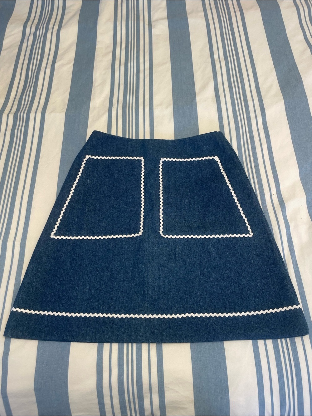 Mollusk denim A-Line Skirt with White Trim